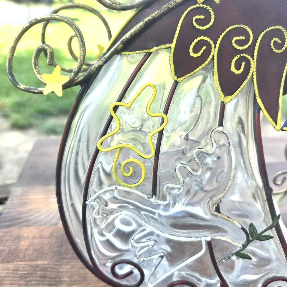 2002 Enesco Glass Metal Angel Candle Holder Tealight Christmas Decor